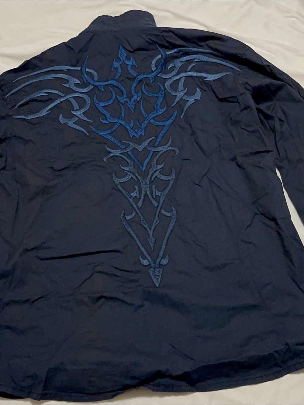 Roar Men's XL Blue Collared Button-Up Long Sleeve Embroidered
